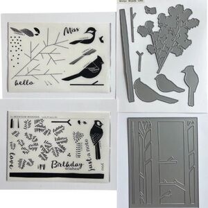 Papertrey Ink Winter Woods Stamp Set Die Set Cover Plate Die Birds